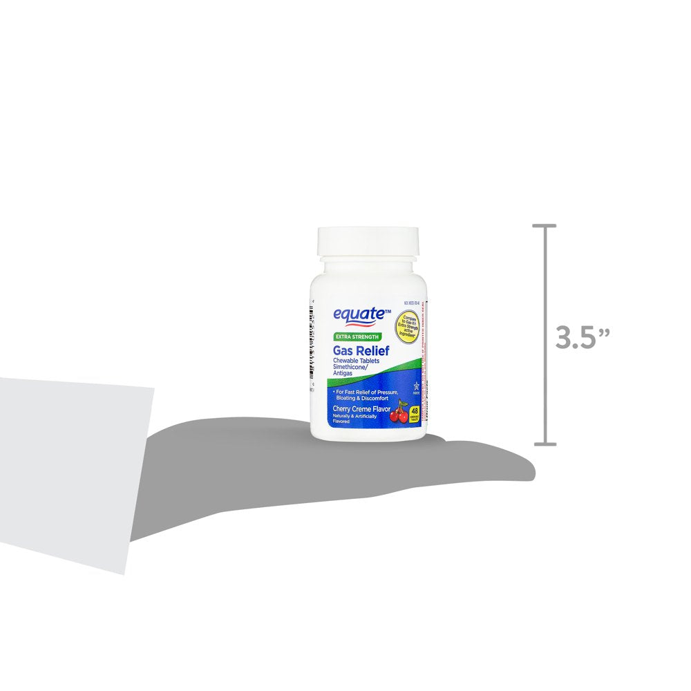 Equate Extra Strength Gas Relief Chewable Tablets, Cherry Creme, 48 Count