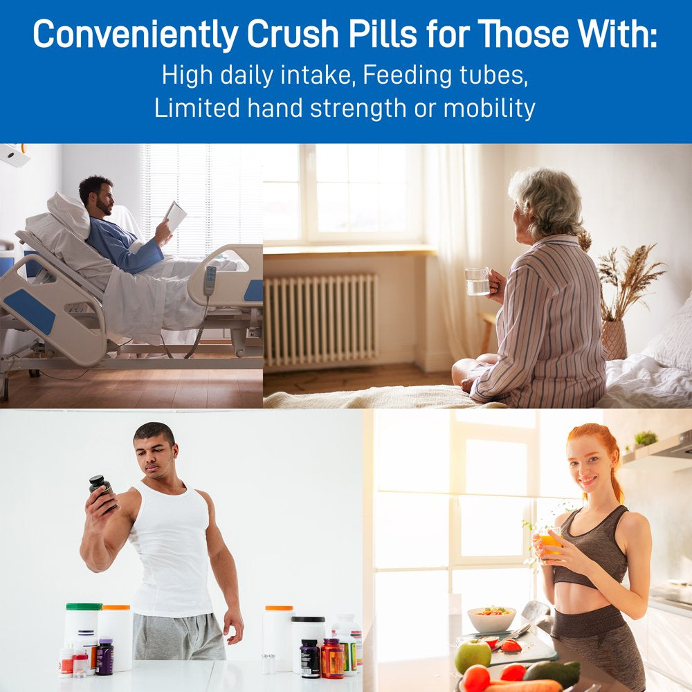 Electric Pill Crusher - Fine Powder Electronic Pill Grinder for Small and Large Medication and Vitamin Tablets - Comes with Stainless Steel Blades to Crush Multiple Pills by Pill Mill