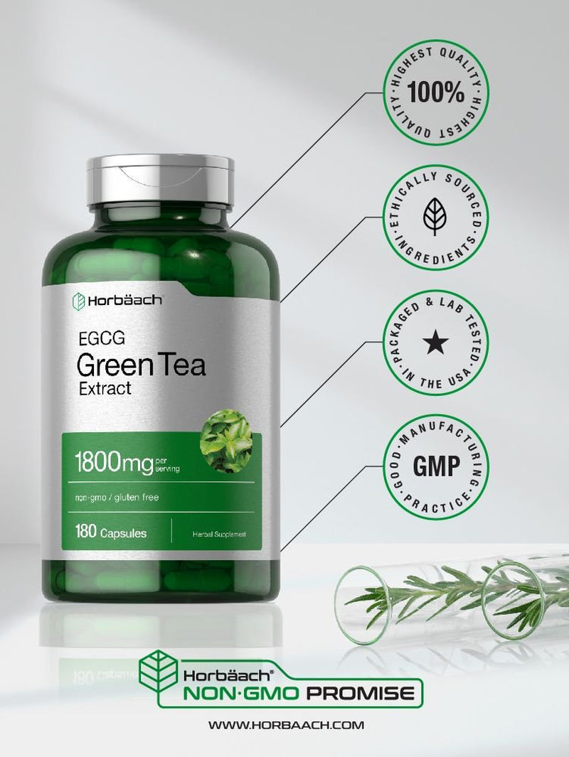 EGCG Green Tea Extract Pills | 1800 Mg | 180 Capsules | by Horbaach