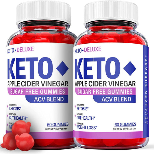 (2 Pack) Deluxe Keto ACV Gummies - Supplement for Weight Loss - Energy & Focus Boosting Dietary Supplements for Weight Management & Metabolism - Fat Burn - 120 Gummies - Nutricity.com.au