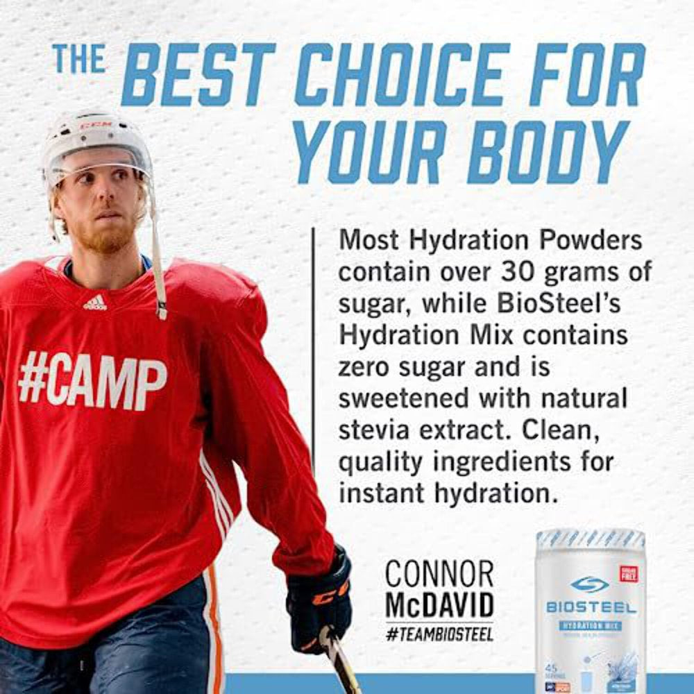 Biosteel Zero Sugar Hydration Mix, Great Tasting Hydration with 5 Essential Electrolytes, White Freeze Flavor, 45 Servings per Tub