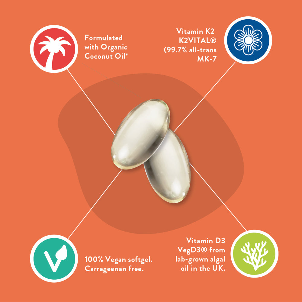 Amandean Vitamin D3 K2. Vegan D3 5000 Iu from Algae. All-Trans MK-7 K2. 120 Softgels. Plant-Based & Carrageenan Free. Organic Coconut Oil Blend. Vit D + K for Mood, Bones, Heart, Teeth, Immune Health.