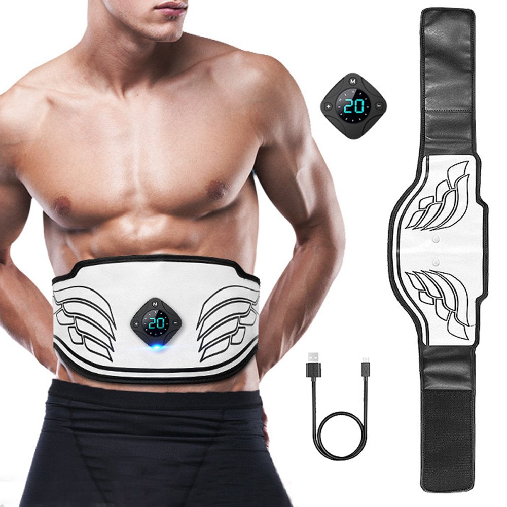 COFEST Wireless Slimming Belt,Abdominal Massager Portable Weight Loss Machine with 12 Vibration Massage Modes,Home Office Fitness Workout Equipment for Abdomen,White,