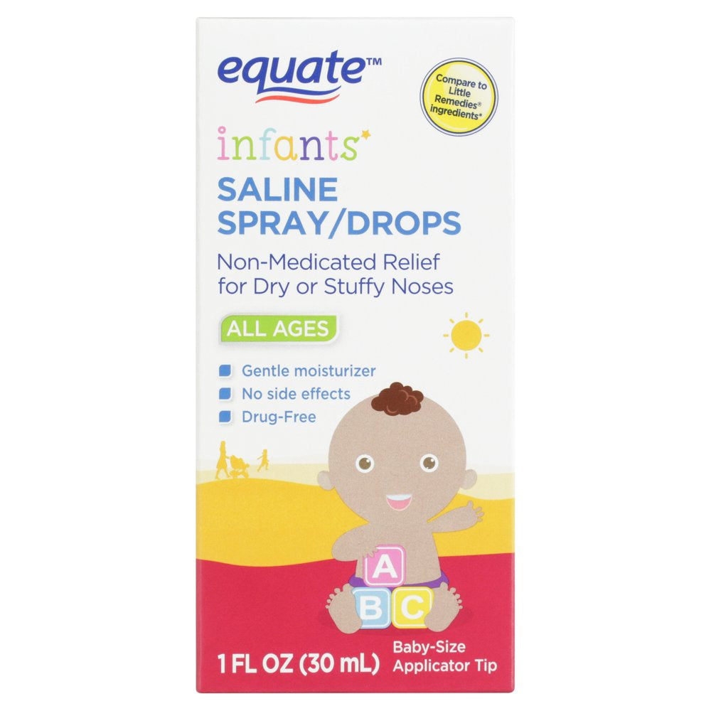 Equate Infants' Drug and Alcohol Free Saline Spray/Drops, All Ages, 1 Fl Oz