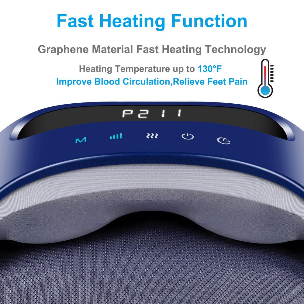 Electric Shiatsu Heated Foot Massager for Circulation and Pain Relief, Deep Tissue Kneading Feet Circulation Machine W/ Compression for Plantar Fasciitis and Neuropathy, Home or Office Use, Blue