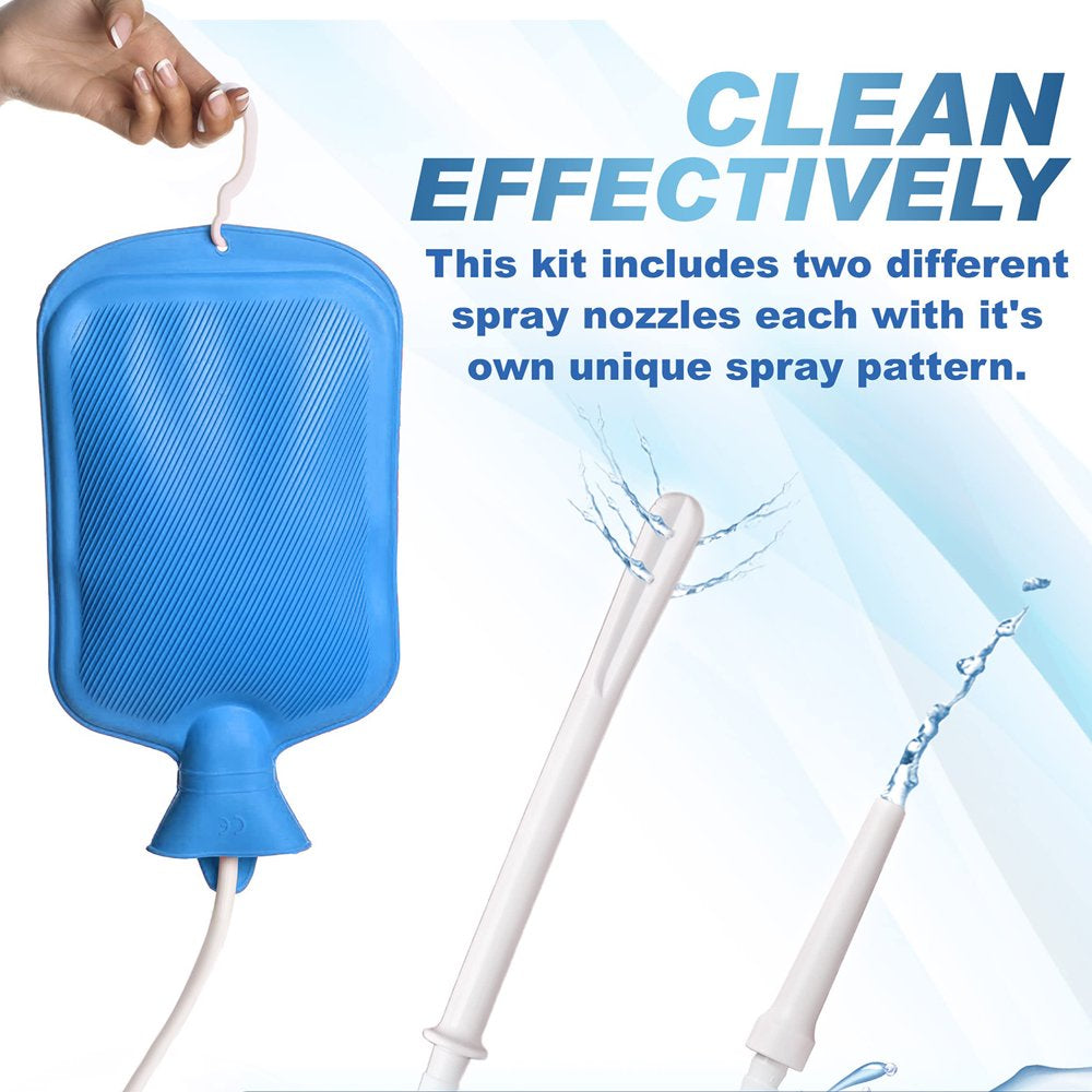 Enema Bag,Zpl Reusable 2L Enema Bag Kit Colon Cleaning Irrigation Detox Rubber Bag Enema Kit,Blue