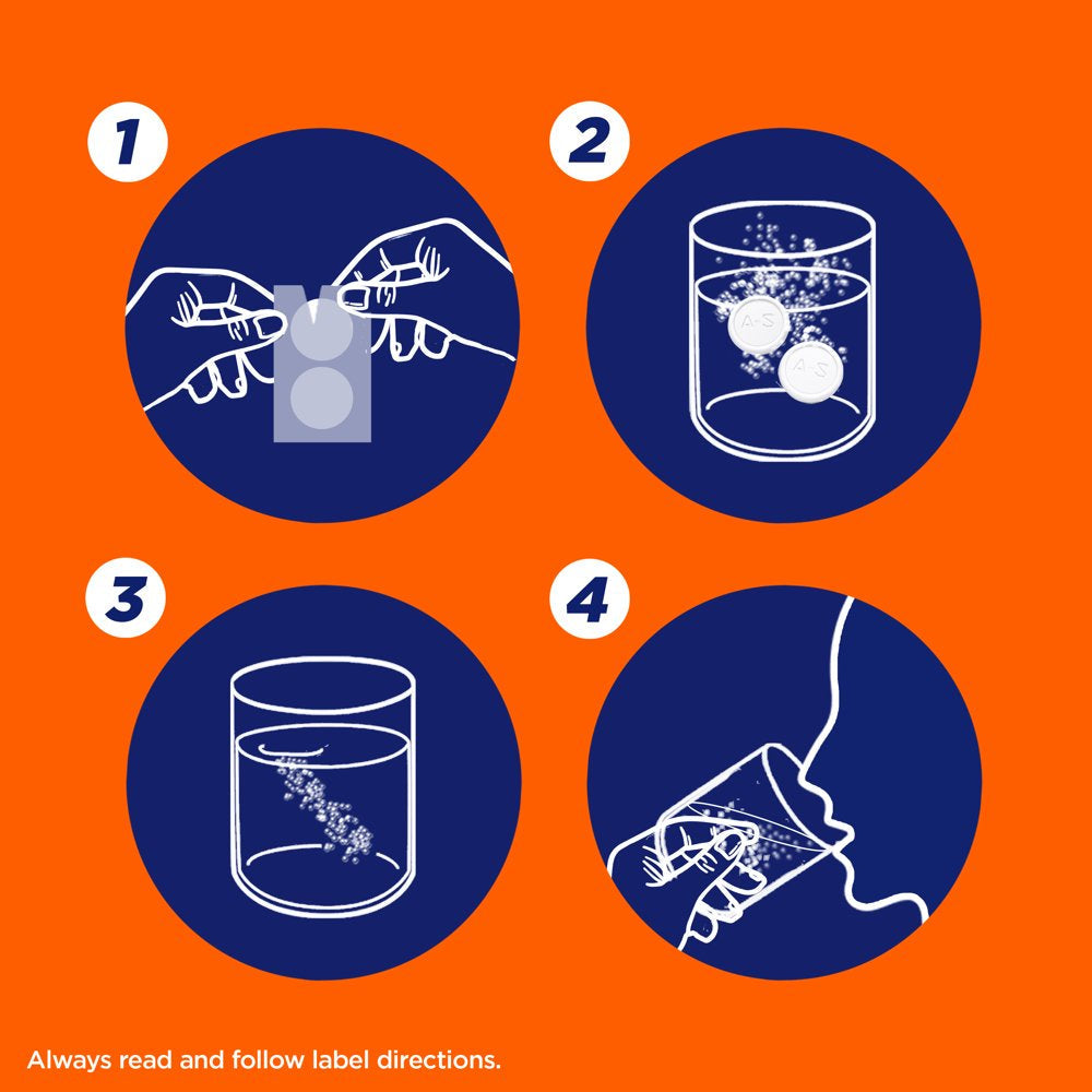 Alka-Seltzer Effervescent Hangover Relief, Aspirin, Caffeine, 20 Count