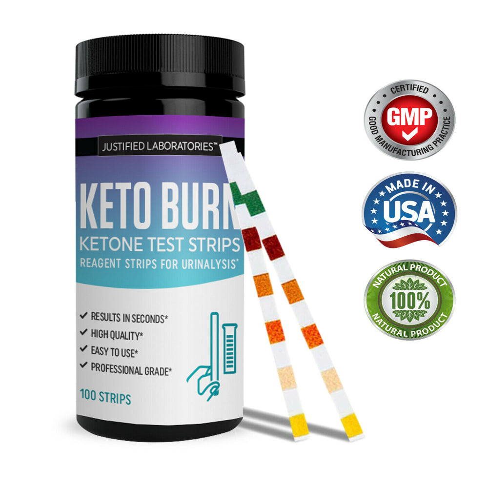Justified Laboratories Keto Diet Drops Supplement Burn Shred Faster Ketosis Weight Loss & Keto Test Strips 100 Count