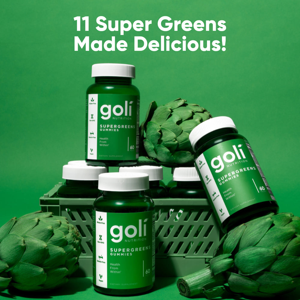 Goli Nutrition Supergreens Gummies, Super Green and Probiotic Blend Dietary Supplement, 60 Count