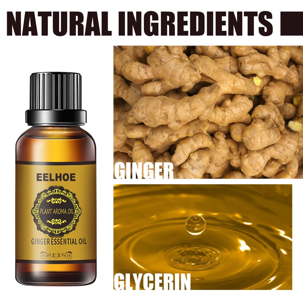 Belly Drainage Ginger Oil,Slimming Tummy Ginger Oil,Natural Drainage Ginger Oil Essential Relax Massage Liquid,Body Massage Organic Ginger Essential Oil for Swelling and Pain Relief,1 Bottle