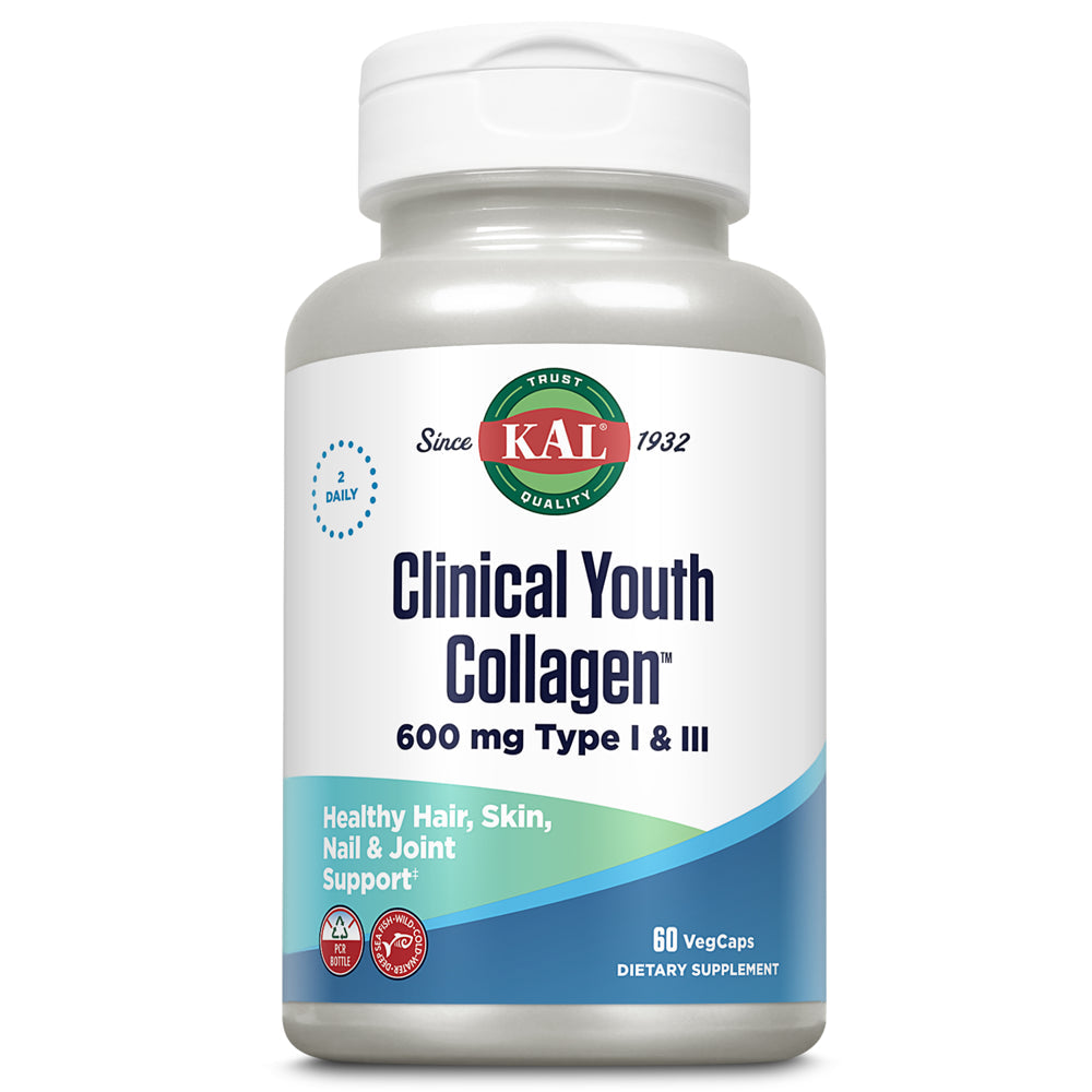 KAL Clinical Youth Collagen | Healthy Skin, Hair, Nail and Joint Support | Hydrolyzed Marine Collagen | 60Ct, 30 Serv.