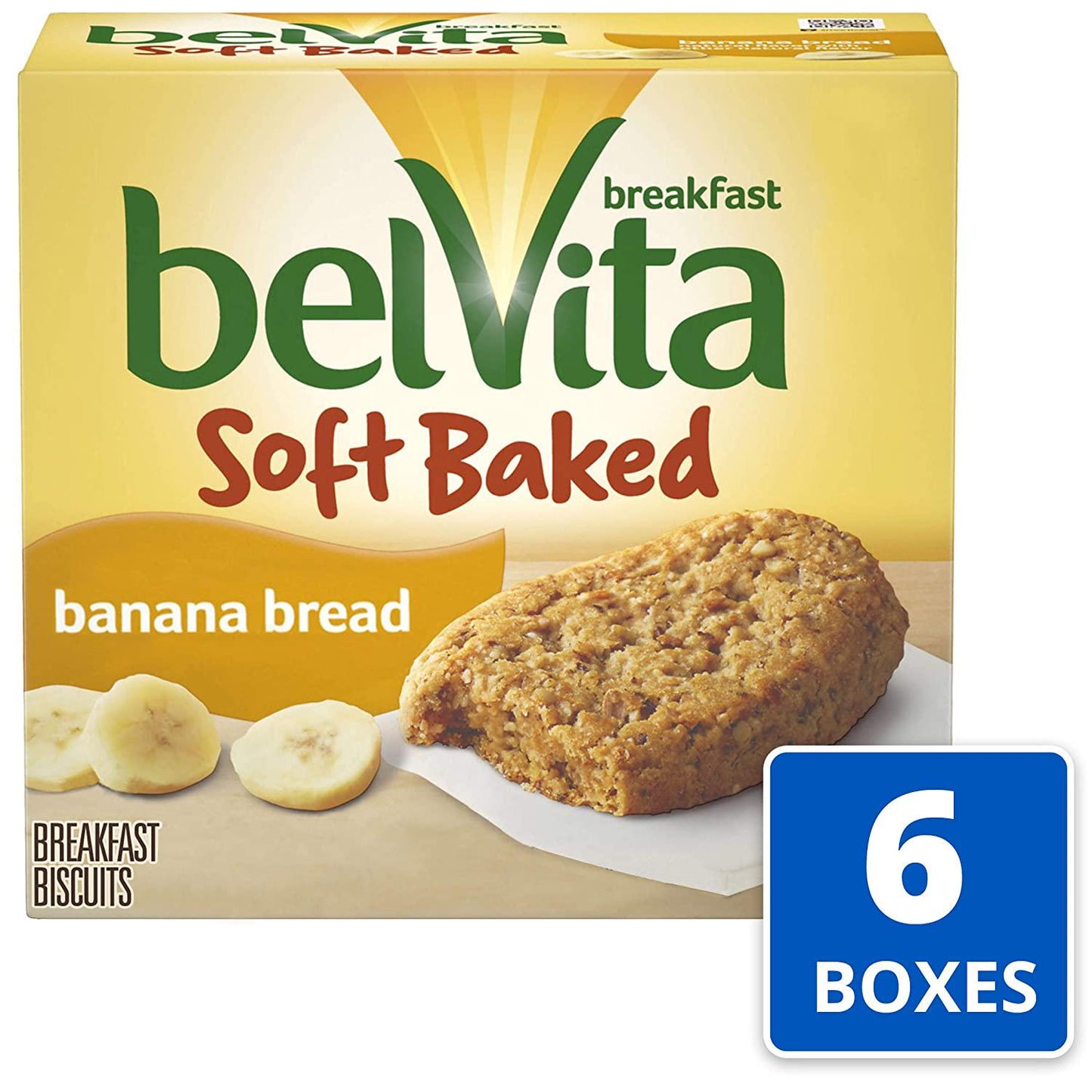 belVita Soft Baked Breakfast Biscuits, Banana Bread Flavor, 6 Boxes of 5 Packs (1 Biscuit Per Pack) and Toasted Coconut Breakfast Biscuits, 6 Boxes of 5 Packs (4 Biscuits Per Pack)