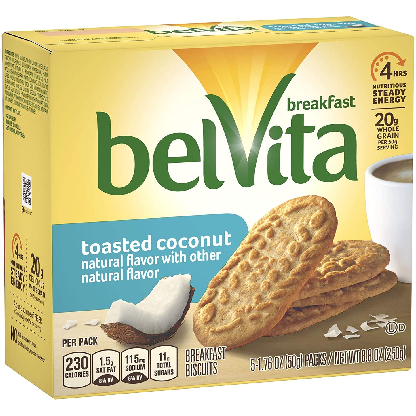 belVita Toasted Coconut Breakfast Biscuits, 6 Boxes of 5 Packs (4 Biscuits Per Pack) and Sandwich Peanut Butter Breakfast Biscuits, 6 Boxes of 5 Packs (2 Sandwiches Per Pack)
