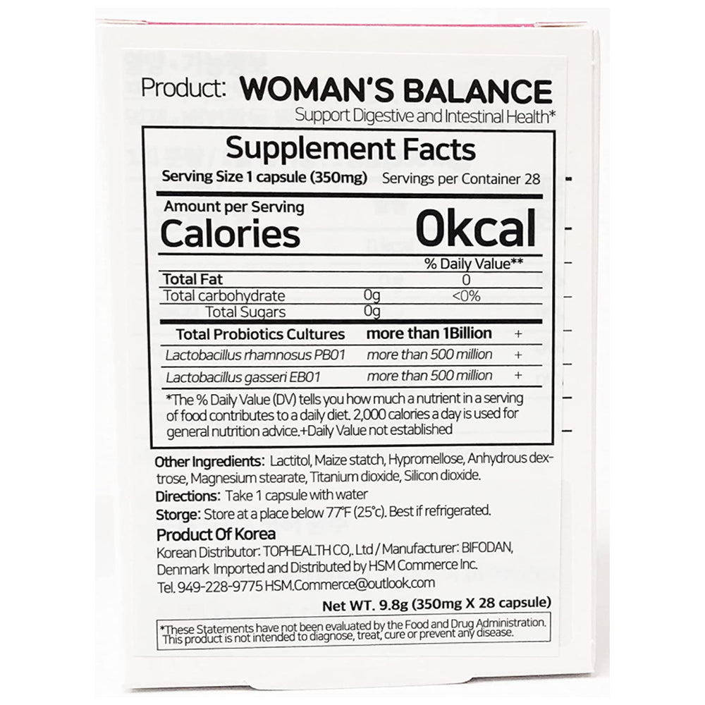 Bifolacto Women’S Balance Probiotics Premium Denmark Probiotic (1 Box of 28 Capsules)
