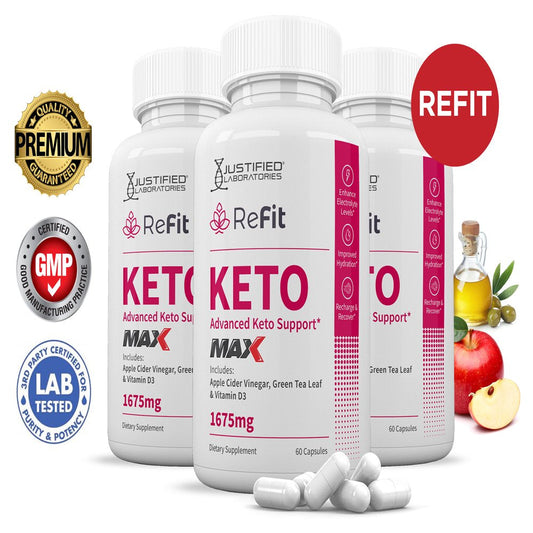 (3 Pack) Refit Keto ACV MAX Pills 1675Mg Alternative to Gummies Dietary Supplement 180 Capsules - Nutricity.com.au