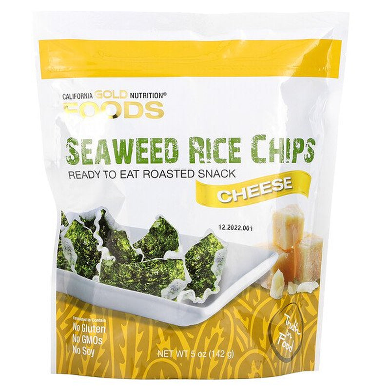 California Gold Nutrition, Seaweed Rice Chips, Cheese, 5 Oz Pack of 4