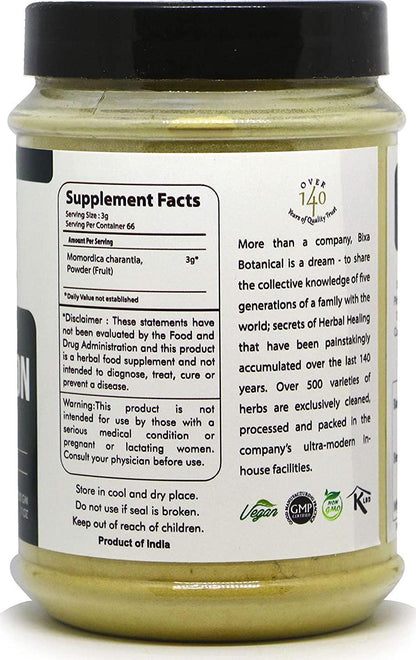 bixa BOTANICAL Bitter Melon Powder - 200G / 7 Oz (Momordica Charantia/Karela Fruit Powder) | Ayurvedic Herb For Blood Sugar Control and Improves Liver Function | Herbal Supplement For Skin And Stomach