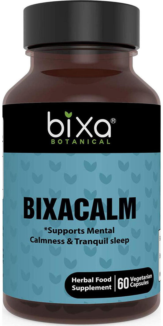 bixa BOTANICAL Bixacalm Capsules, Ashwagandha Extract Supports Mental Calmness and Valerian Extract For Calm Sleep - 60 Veg Capsules (450Mg)