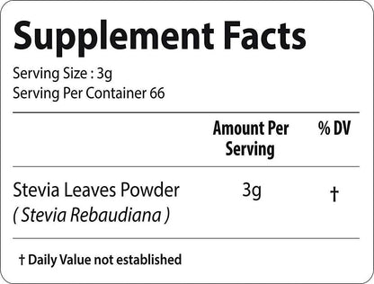 bixa BOTANICAL Stevia Leaf Powder (Stevia Rebaudiana) - Unprocessed Stevia Sugar Helps To Control Blood Sugar And Blood Pressure Level Natural Alternative To Processed Sugar (7 Oz / 200G)