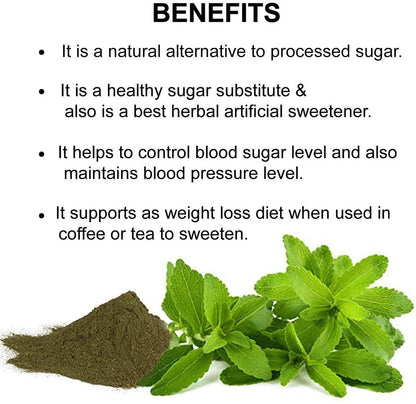 bixa BOTANICAL Stevia Leaf Powder (Stevia Rebaudiana) - Unprocessed Stevia Sugar Helps To Control Blood Sugar And Blood Pressure Level Natural Alternative To Processed Sugar (7 Oz / 200G)