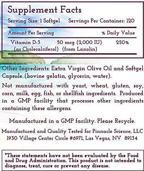 bodyquench Vitamin D-3 - High Potency 2000 IU per Serving 120 Softgels