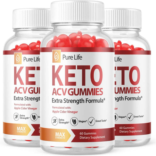 (3 Pack) Pure Life Keto ACV Gummies - Supplement for Weight Loss - Energy & Focus Boosting Dietary Supplements for Weight Management & Metabolism - Fat Burn - 180 Gummies - Nutricity.com.au