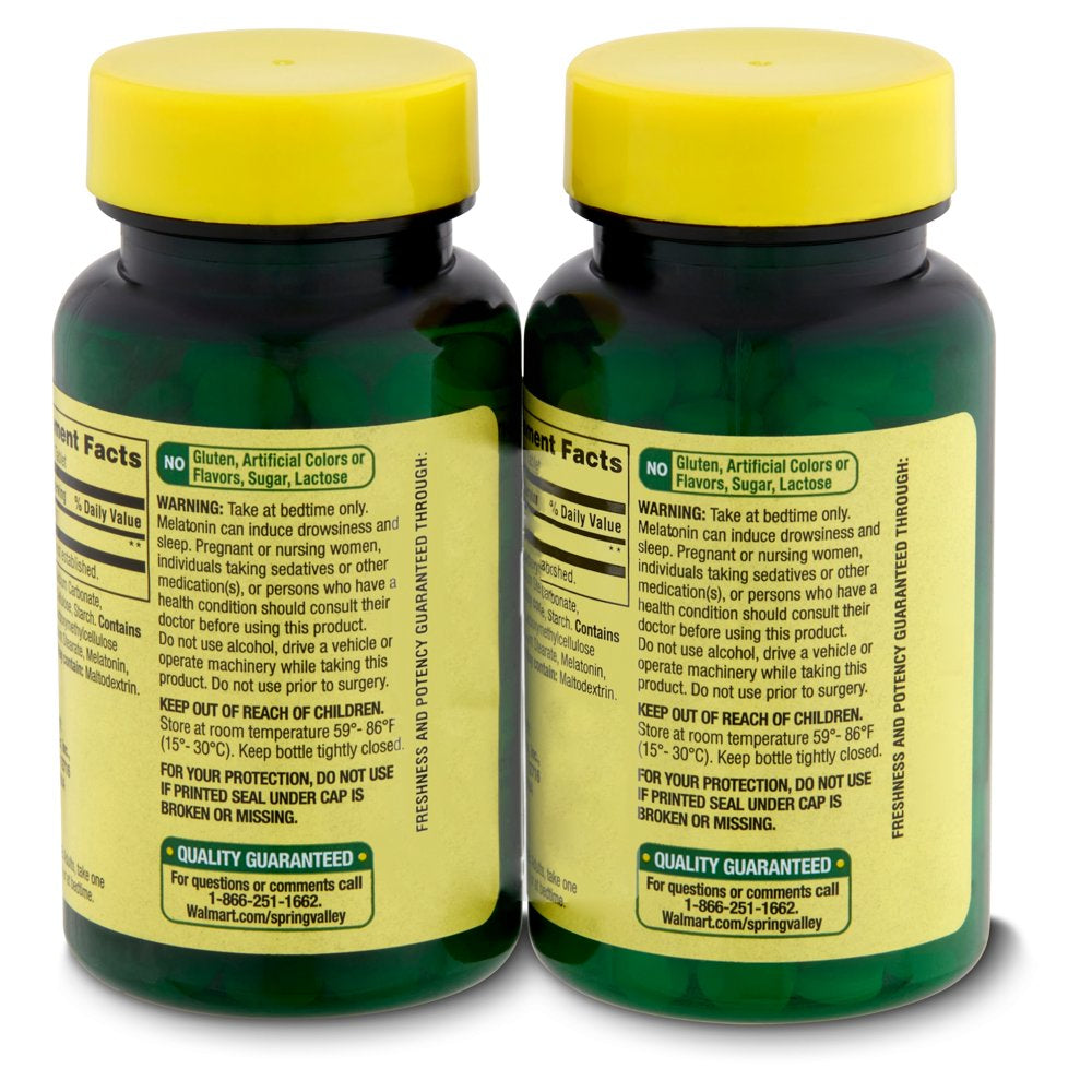 Spring Valley Melatonin Dietary Supplement Twin Pack, 5 Mg, 120 Count, 2 Pack