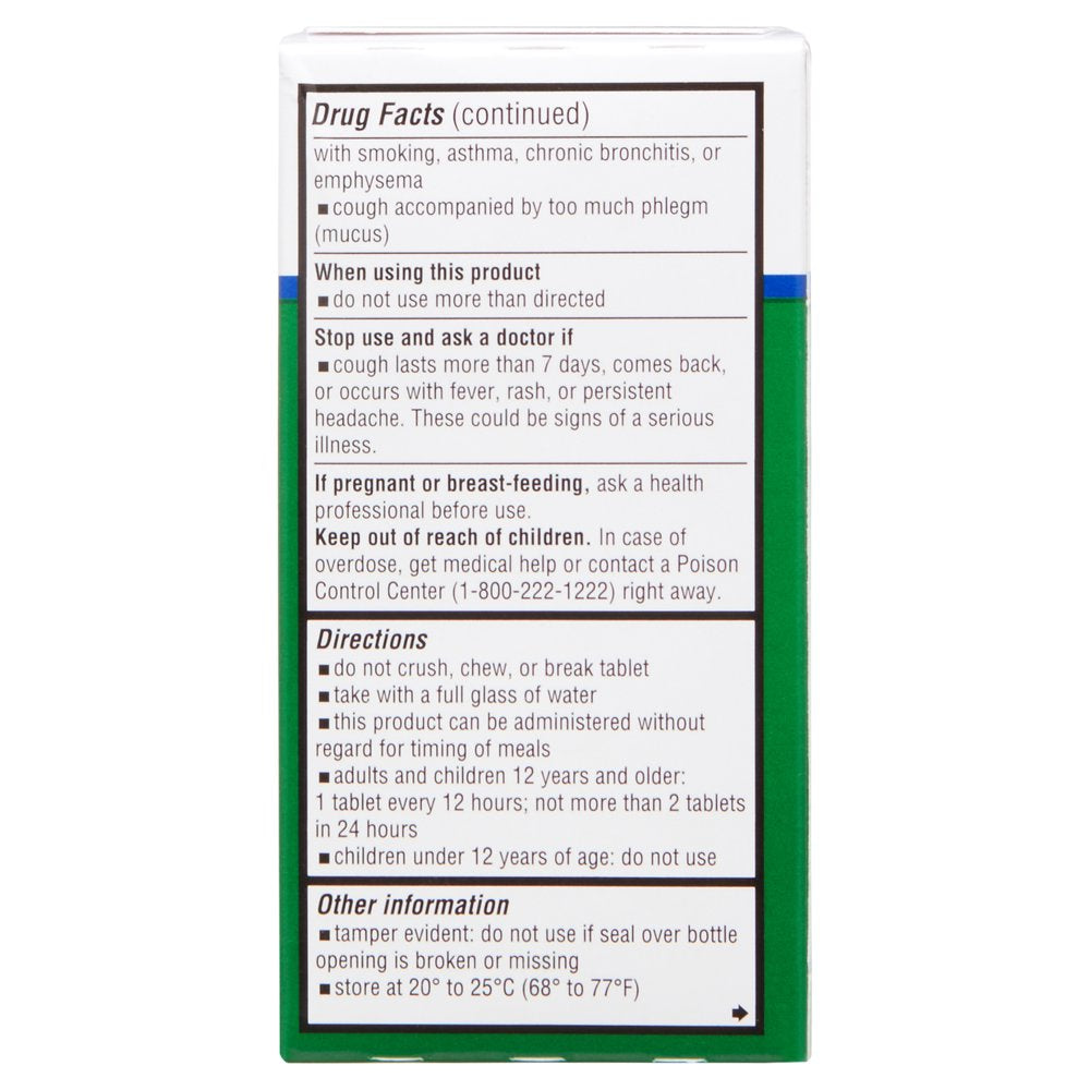 Equate Mucus Relief Max Strength, Cough Suppressant DM Tablets, 14 Count