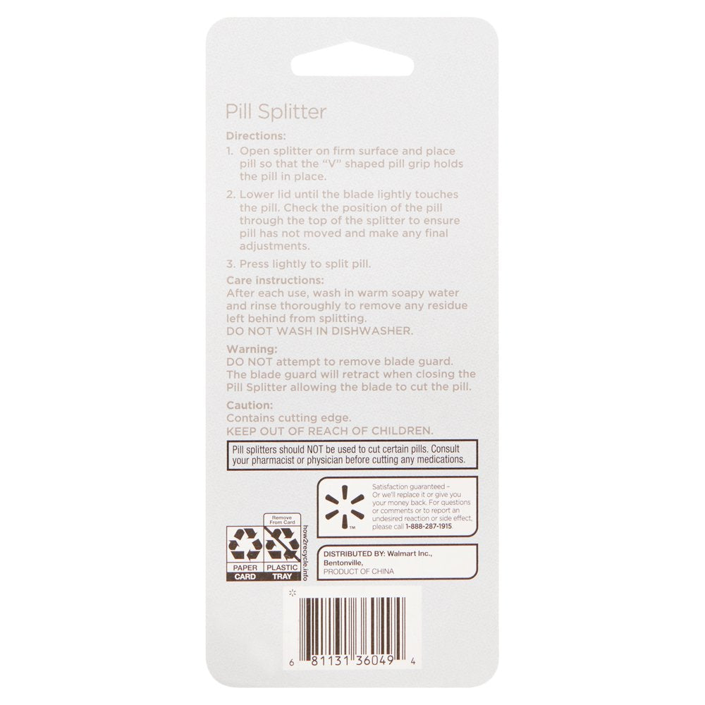 Equate Ultra Pill Splitter with Retracting Blade Guard for Cutting Small or Large Tablets in Half