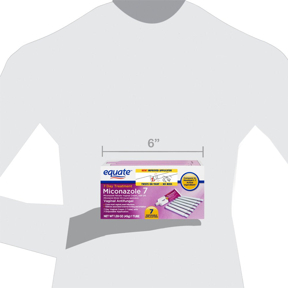 Equate Miconazole 7-Day Vaginal Cream with Disposable Applicators, 1.59 Oz, Yeast Infection Treatment