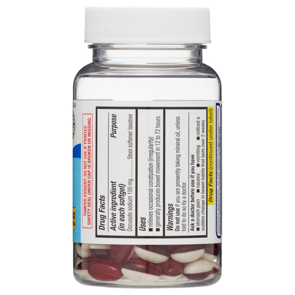 Equate Stool Softener Laxative Softgels for Constipation, 100 Mg, 140 Count
