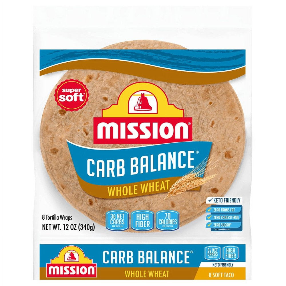Mission Carb Balance Soft Taco Whole Wheat Tortillas, 8 Count