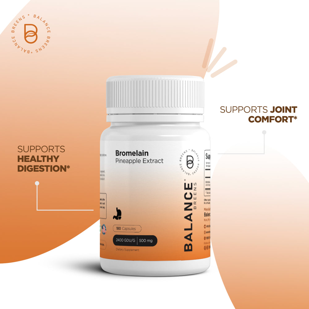 Bromelain 500Mg, 180 Capsules - Pineapple Extract Digestive Enzyme - Supports Digestion and Joint Support Supplement - by Balance Breens