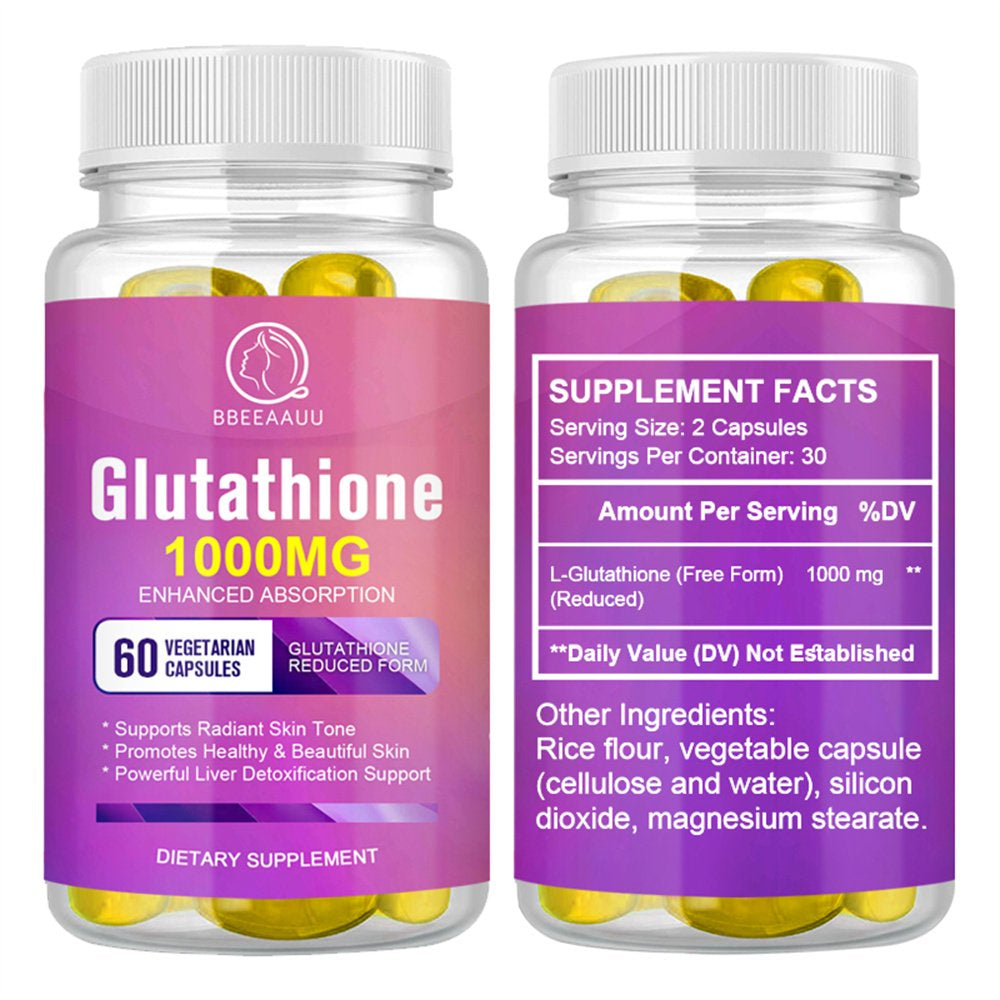 (2 Pack) Bbeeaauu 1000Mg Glutathione Pills 120 Pcs, Anti-Aging, Anti-Wrinkle, Protect Liver Health & Skin Care Capsules - Nutricity.com.au
