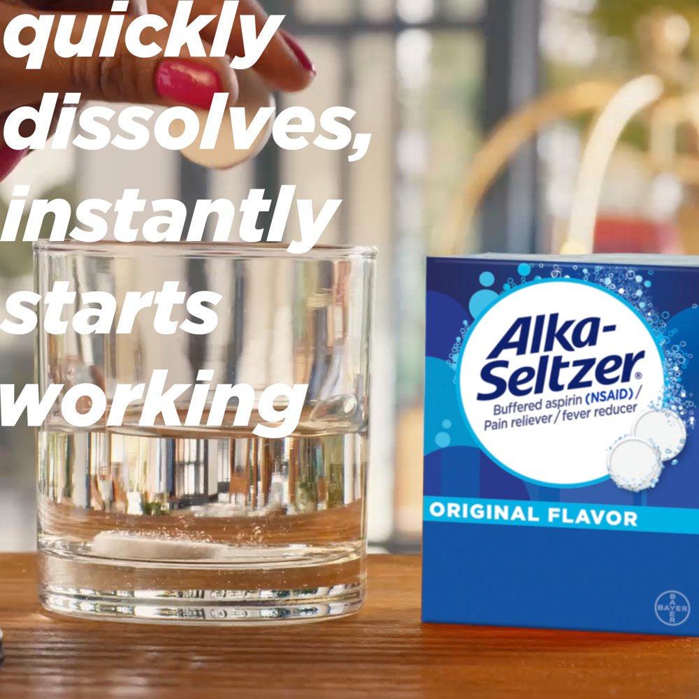Alka-Seltzer Original Effervescent Aspirin Pain Relief Tablets, 72 Count