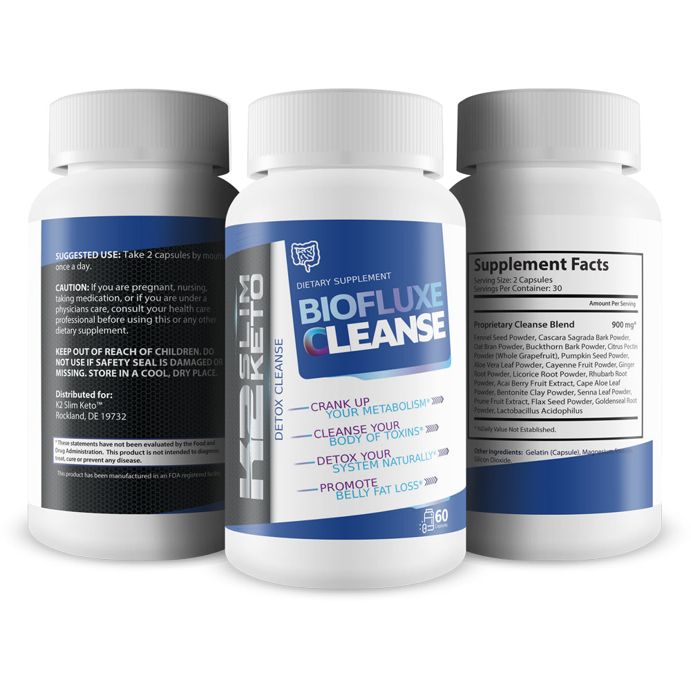 Biofluxe Detox Cleanse by K2 Slim Keto - Shrink the Gut Fast with a Cleanse - Help Crank up Your Metabolism - Cleanse Your Body of Toxins - Detox Naturally - Promote Belly Fat Loss - 30 Servings