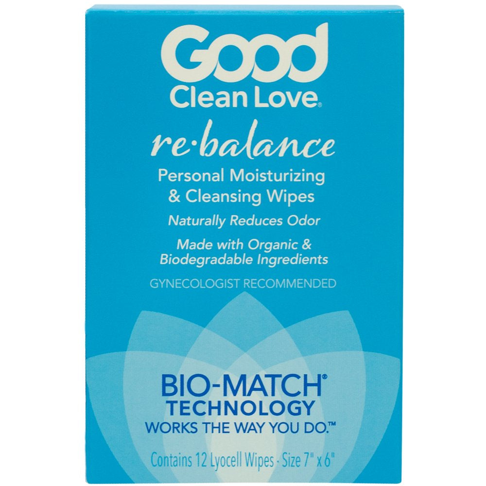Good Clean Love: Rebalance Personal Moisturizing & Cleansing Wipes, Naturally Reduces Odor & Supports Vaginal Health, Ph-Balanced Feminine Hygiene Product, Singles 12 Ct
