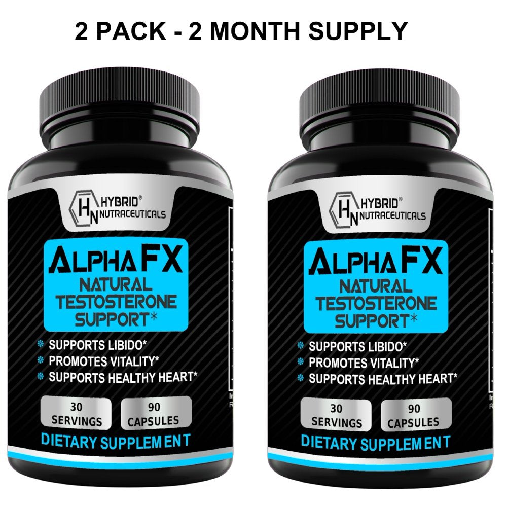 Alphafx Advanced Testosterone Booster Estrogen Blocker Supplement for Men - Libido Support with Tribulus Terrestris, Increased Energy, Stamina, Strength - 180 Capsules (2-Pack)