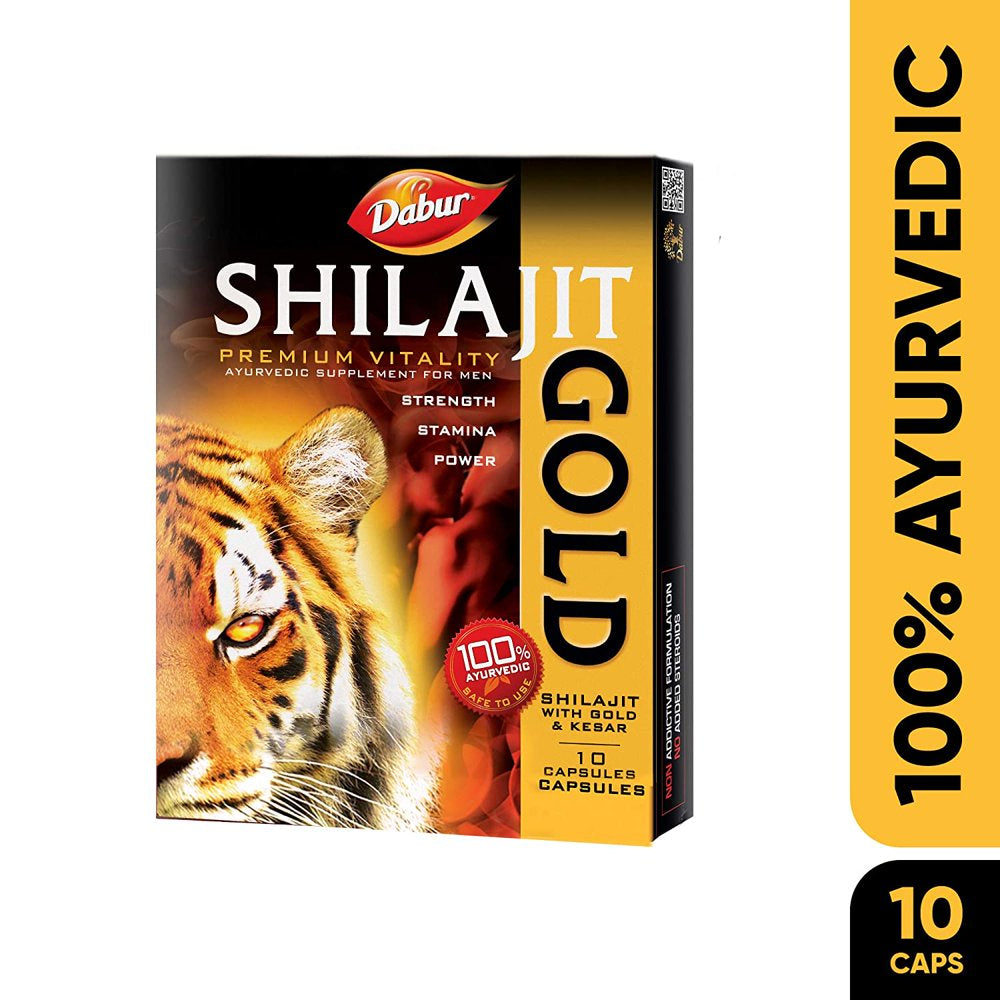 Dabur Shilajit Gold : 100 % Ayurvedic Capsules for Strength , Stamina and Power -10 Capsules