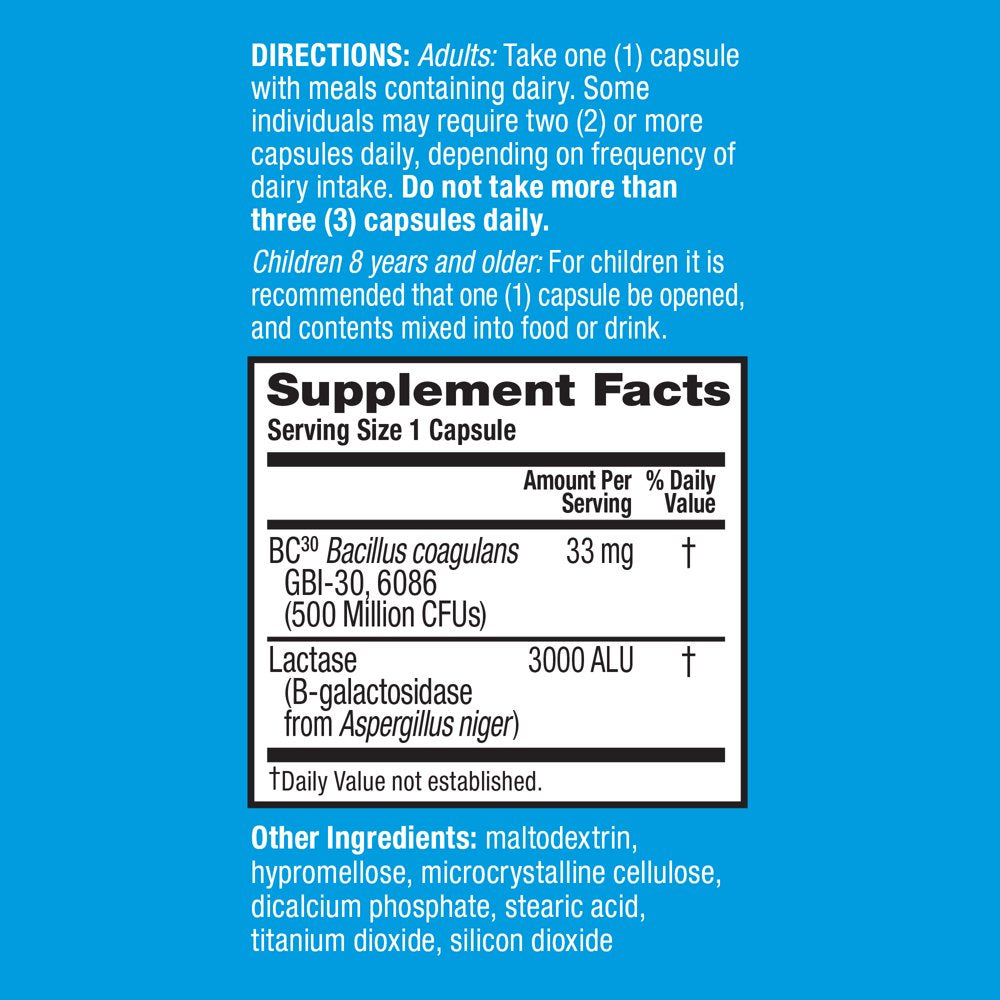 Digestive Advantage Lactose Defense Formula Probiotic, Digestive Enzyme Supplement - 96 Capsules