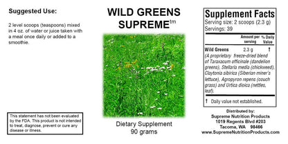 Supreme Nutrition Wild Greens Supreme, Pure 90 Gram Powder | 2.3 Grams per Serving