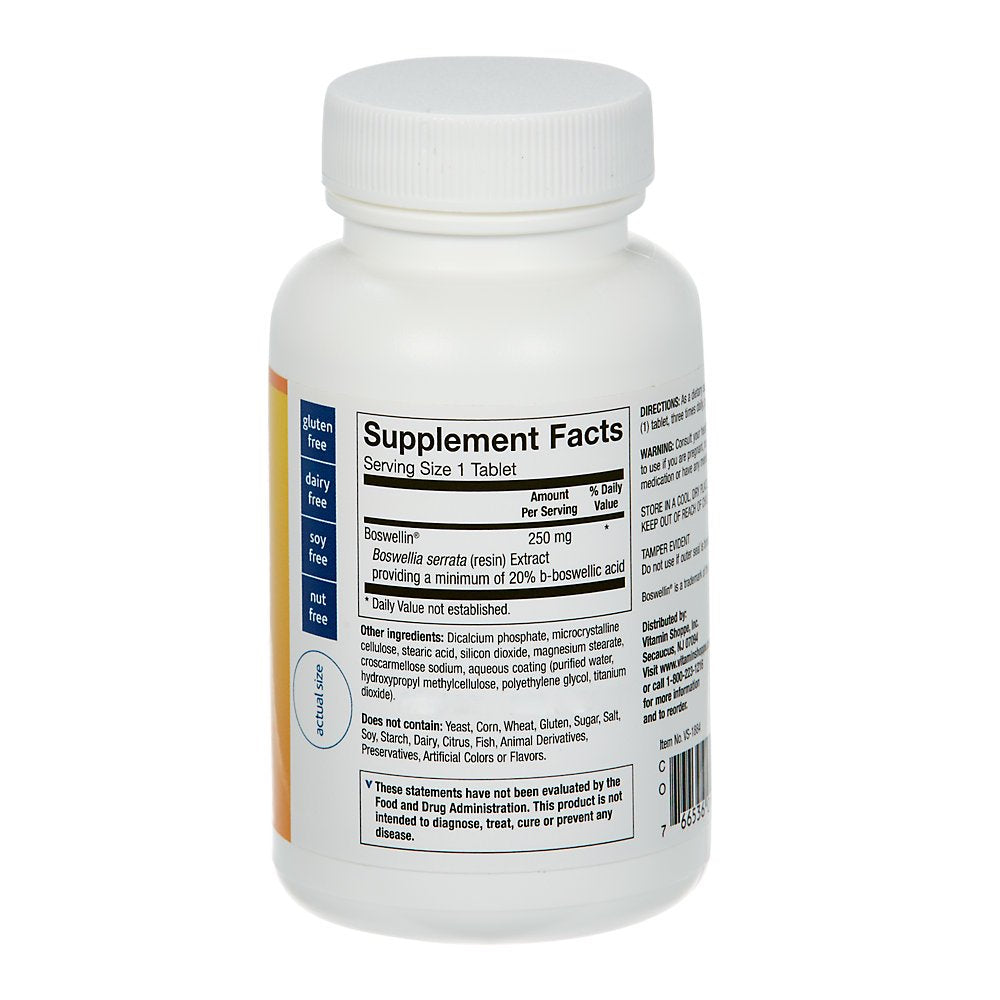 The Vitamin Shoppe Boswellia Serrata 250MG Standardized Extract, Clinically Studied Ingredient, Cardiovascular & Joint Health (60 Tablets)