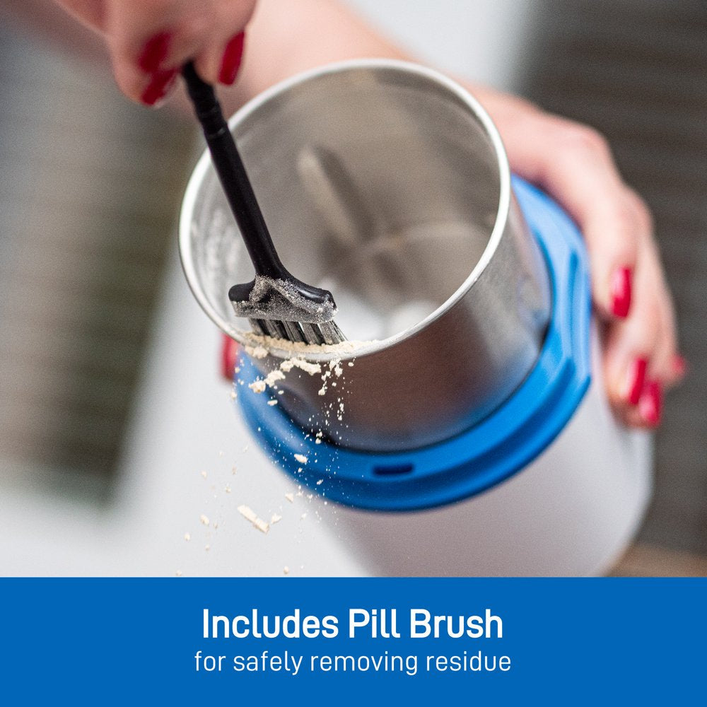 Electric Pill Crusher - Fine Powder Electronic Pill Grinder for Small and Large Medication and Vitamin Tablets - Comes with Stainless Steel Blades to Crush Multiple Pills by Pill Mill