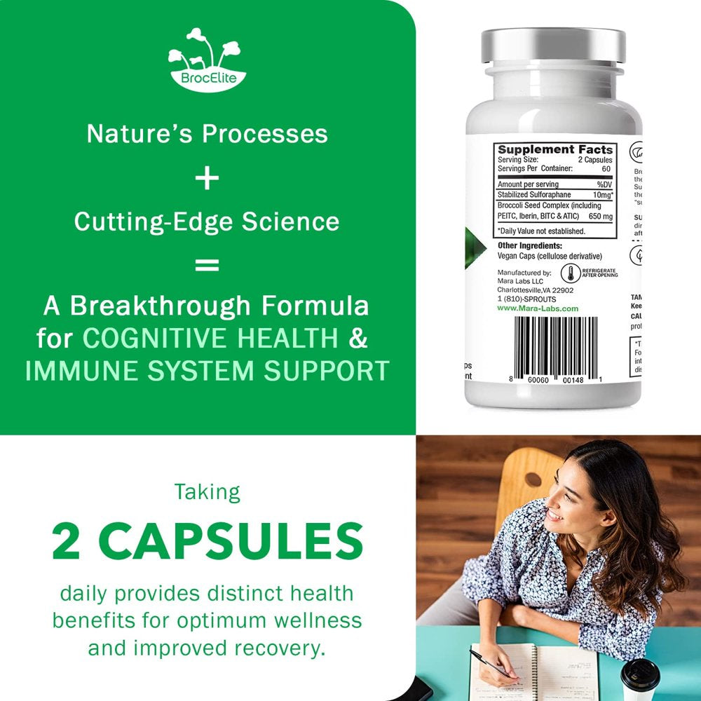 Brocelite plus Supplement with Stabilized Sulforaphane Extract- Heart Health, Joint Support, Immune Health & Cognitive Supplement-30 Capsules