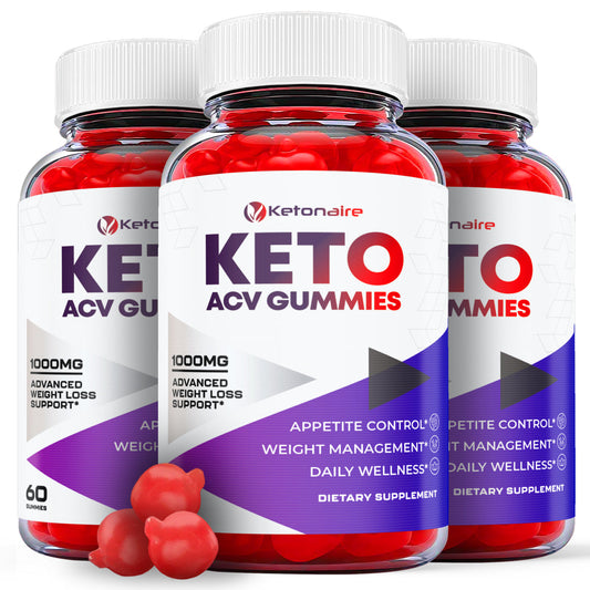 (3 Pack) Ketonaire Keto ACV Gummies - Supplement for Weight Loss - Energy & Focus Boosting Dietary Supplements for Weight Management & Metabolism - Fat Burn - 180 Gummies - Nutricity.com.au
