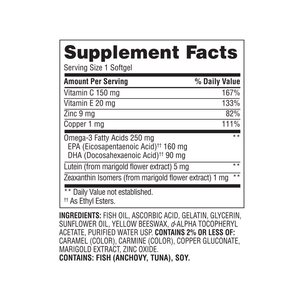 Equate Vision Formula 50+ Soft Gels Dietary Supplement Value Size, 300 Count