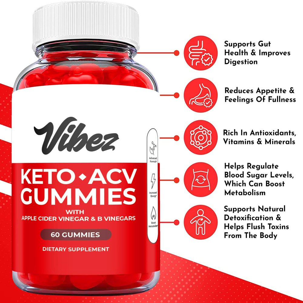 (5 Pack) Vibez Keto ACV Gummies - Supplement for Weight Loss - Energy & Focus Boosting Dietary Supplements for Weight Management & Metabolism - Fat Burn - 300 Gummies