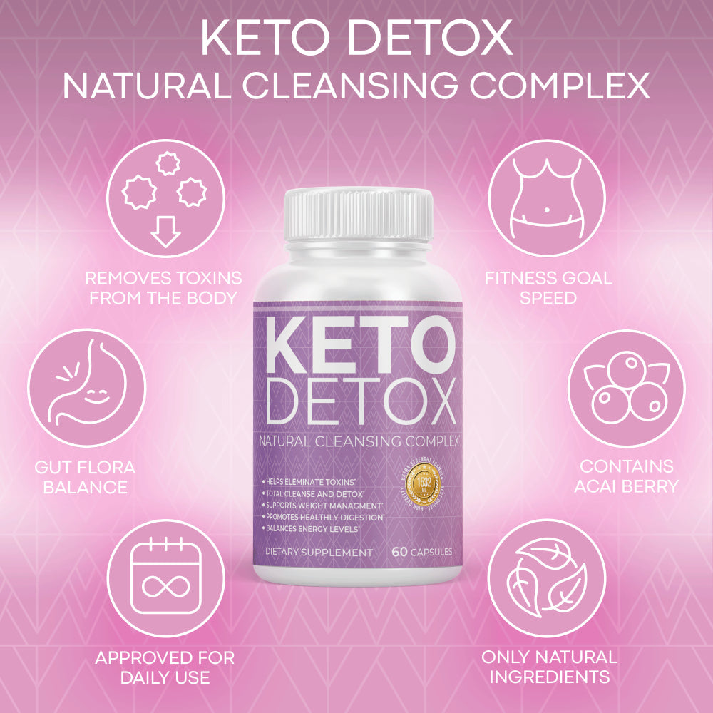 Acoola Keto Detox Pills Advanced Cleansing Extract – Natural Acai Colon Cleanser Formula Using Ketosis & Ketogenic Diet, Flush Toxins & Excess Waste, for Men Women, 60 Capsules