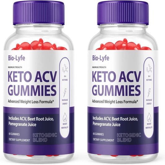 (2 Pack) Biolyfe Keto ACV Gummies - Energy & Focus Boosting Dietary Supplements for Weight Management & Metabolism - Fat Burn - 120 Gummies - Nutricity.com.au