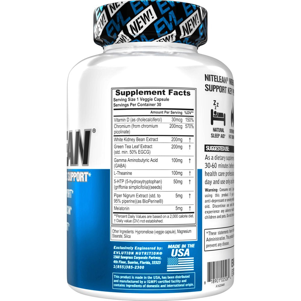 Evlution Nutrition Nite Lean Night Time Fat Burner 30 Capsules